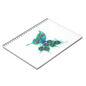 Schmetterling mit grünen Pfauenfedern Notizblock (Linke Seite)