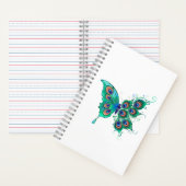 Schmetterling mit grünen Pfauenfedern Notizblock (Innen)