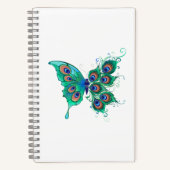 Schmetterling mit grünen Pfauenfedern Notizblock (Vorderseite)