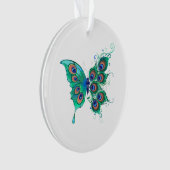 Schmetterling mit grünen Pfauenfedern Ornament (Vorderseite)