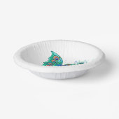 Schmetterling mit grünen Pfauenfedern Pappteller (Gewinkelt)