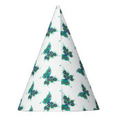 Schmetterling mit grünen Pfauenfedern Partyhütchen (Rückseite)