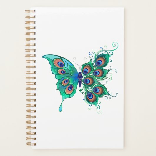Schmetterling mit grünen Pfauenfedern Planer (Vorderseite)