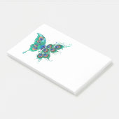 Schmetterling mit grünen Pfauenfedern Post-it Klebezettel (angewinkelt)