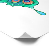 Schmetterling mit grünen Pfauenfedern Poster (Ecke)