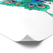 Schmetterling mit grünen Pfauenfedern Poster (Ecke)