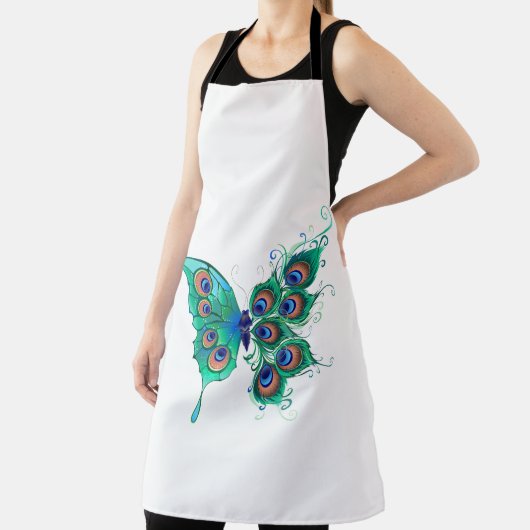Schmetterling mit grünen Pfauenfedern Schürze (InSitu)