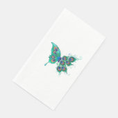 Schmetterling mit grünen Pfauenfedern Serviette (Ecke)