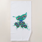 Schmetterling mit grünen Pfauenfedern Strandtuch (Vorderseite)