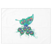 Schmetterling mit grünen Pfauenfedern Tischdecke (Vorderseite (Horizontal))