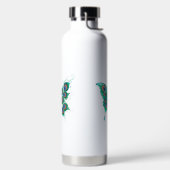 Schmetterling mit grünen Pfauenfedern Trinkflasche (links)