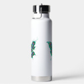 Schmetterling mit grünen Pfauenfedern Trinkflasche (rechts)