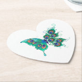 Schmetterling mit grünen Pfauenfedern Untersetzer (angewinkelt)
