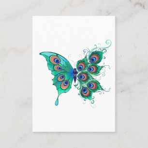 Schmetterling mit grünen Pfauenfedern Visitenkarte