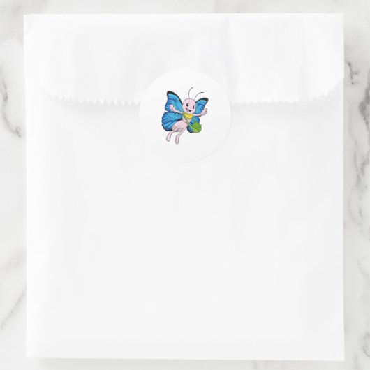 Schmetterling mit Handtasche Runder Aufkleber (Tasche)