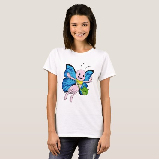 Schmetterling mit Handtasche T-Shirt (Vorne ganz)