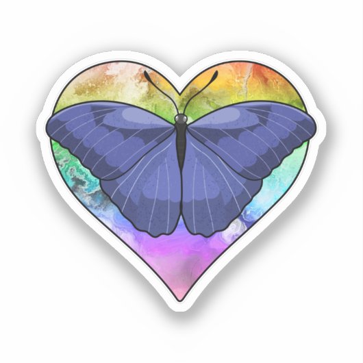 Schmetterling mit Herz Aufkleber (Vorderseite)