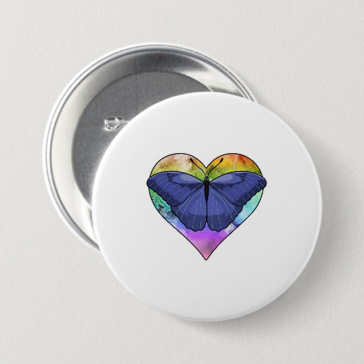 Schmetterling mit Herz Button (Vorne & Hinten)