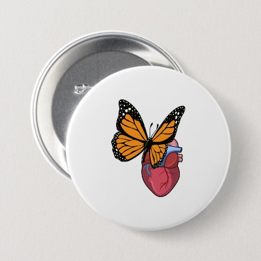 Schmetterling mit Herz Button (Vorne & Hinten)