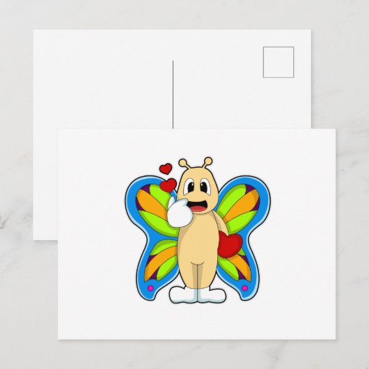 Schmetterling mit Herz Postkarte (Vorne/Hinten)