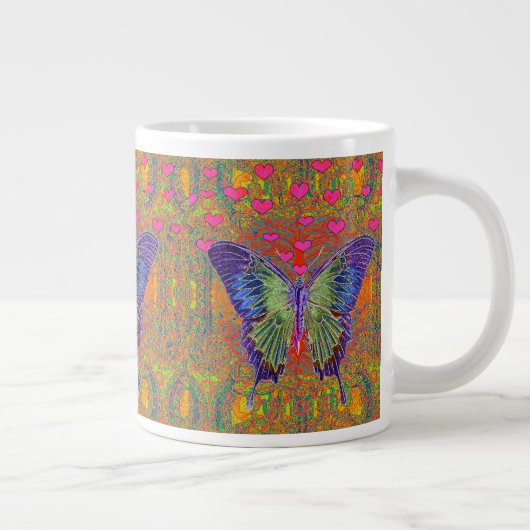 Schmetterling mit herzförmigen Mustern Jumbo-Tasse (Rechts)
