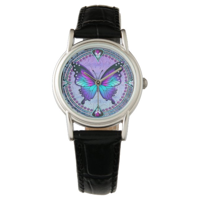 Schmetterling mit Hintergrund Armbanduhr (Vorderseite)