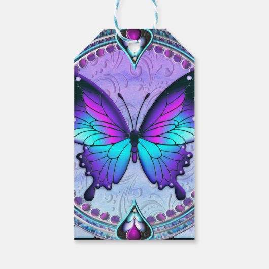 Schmetterling mit Hintergrund Geschenkanhänger (Rückseite)