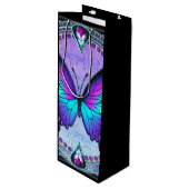Schmetterling mit Hintergrund Geschenktüte Für Weinflaschen (Vorderseite Schrägansicht)