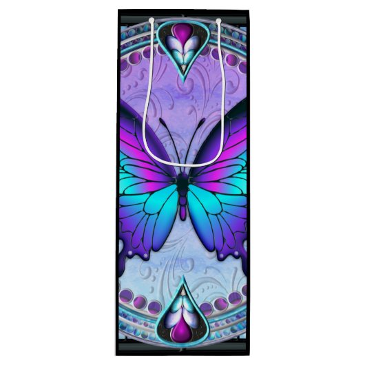Schmetterling mit Hintergrund Geschenktüte Für Weinflaschen (Vorderseite)