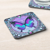 Schmetterling mit Hintergrund Getränkeuntersetzer (Linke Seite)