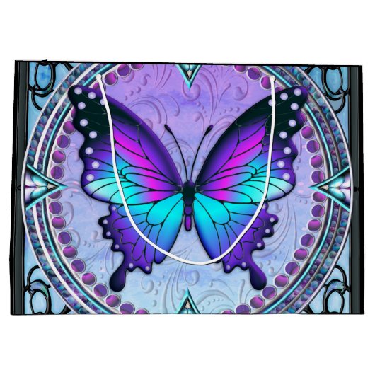 Schmetterling mit Hintergrund Große Geschenktüte (Rückseite)