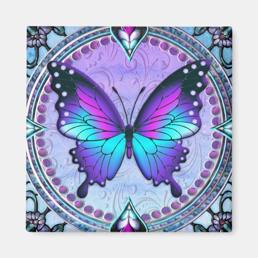 Schmetterling mit Hintergrund Magnet (Vorne)