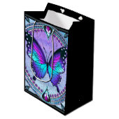 Schmetterling mit Hintergrund Mittlere Geschenktüte (Vorderseite Schrägansicht)
