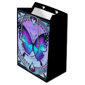 Schmetterling mit Hintergrund Mittlere Geschenktüte (Rückseite Schrägansicht)
