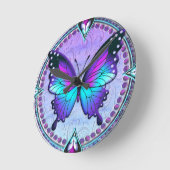 Schmetterling mit Hintergrund Runde Wanduhr (Winkel)