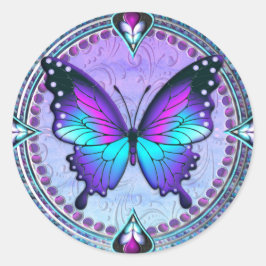 Schmetterling mit Hintergrund Runder Aufkleber