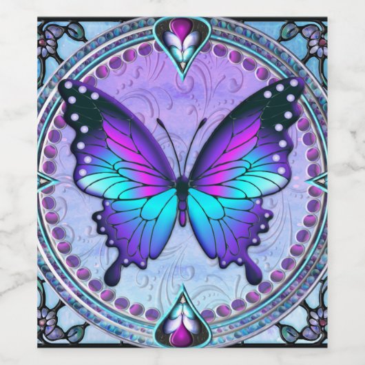 Schmetterling mit Hintergrund Weinetikett (Einzelnes Label)