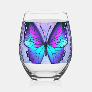 Schmetterling mit Hintergrund Weinglas Ohne Stiel