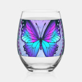 Schmetterling mit Hintergrund Weinglas Ohne Stiel (Rückseite)