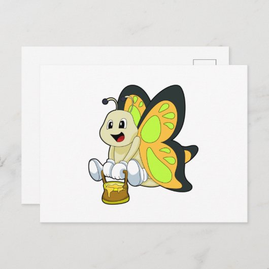 Schmetterling mit Honig Postkarte (Vorne/Hinten)