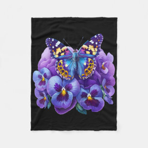 Schmetterling Mit Lila Blumen Stiefmütterchen Deme Fleecedecke