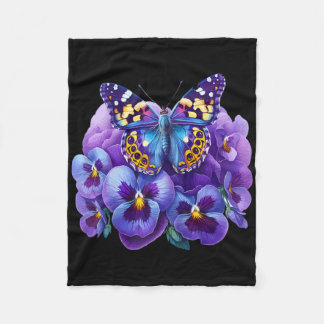 Schmetterling Mit Lila Blumen Stiefmütterchen Deme Fleecedecke