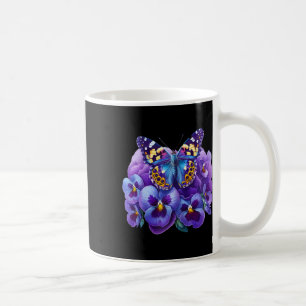 Schmetterling Mit Lila Blumen Stiefmütterchen Deme Kaffeetasse