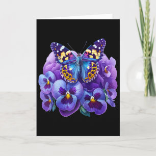 Schmetterling Mit Lila Blumen Stiefmütterchen Deme Karte