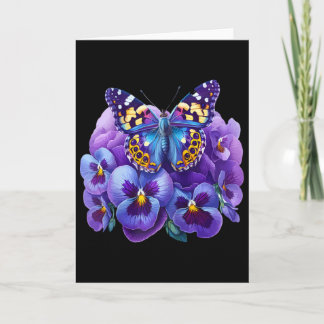 Schmetterling Mit Lila Blumen Stiefmütterchen Deme Karte