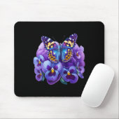 Schmetterling Mit Lila Blumen Stiefmütterchen Deme Mousepad (Mit Mouse)