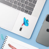 Schmetterling mit Lipstick Aufkleber (Laptop mit iPhone)