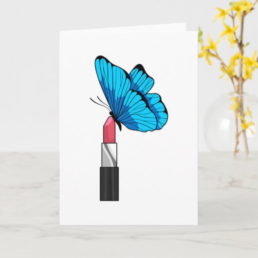 Schmetterling mit Lipstick Karte (Gelbe Blume)