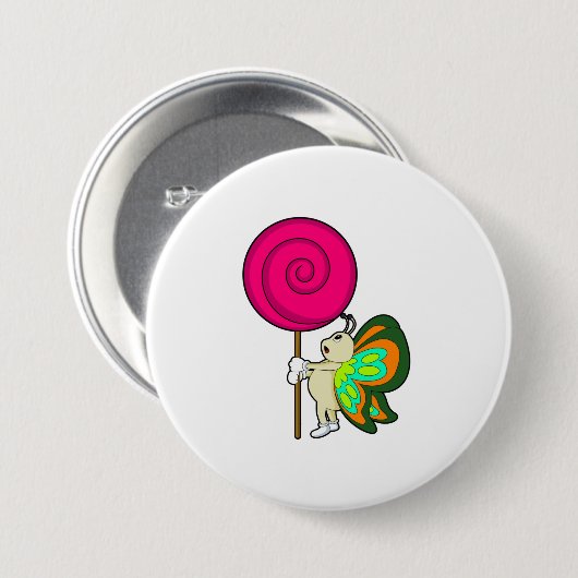 Schmetterling mit Lollipop Button (Vorne & Hinten)
