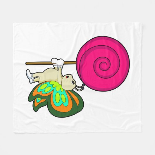 Schmetterling mit Lollipop Fleecedecke (Vorderseite (Horizontal))